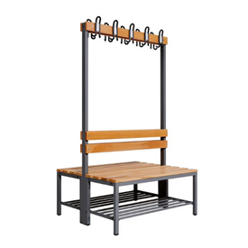 Garderobenbank, doppelseitig mit Schuhrostm, Gestell dunkelgrau 